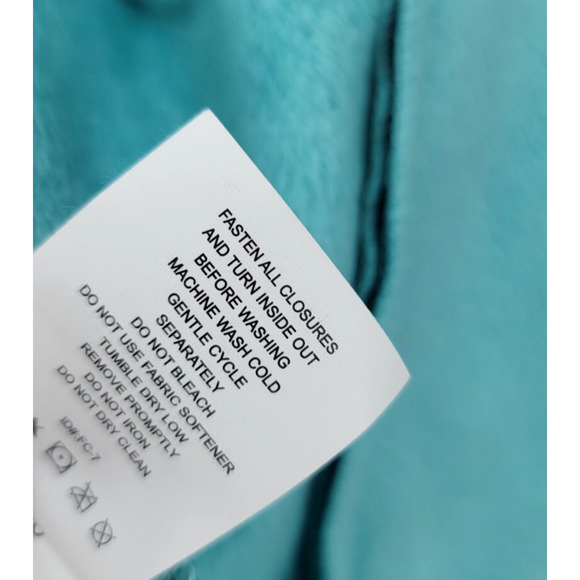 Free Country Women's Petite Medium Softshell Jacket Aqua Hooded Zip Fleece Lined - Picture 7 of 7
